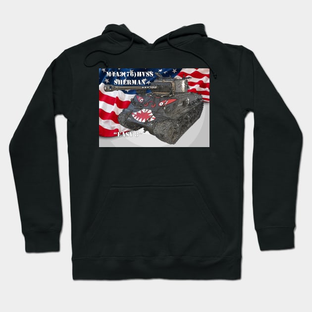 M4A3E8 Sherman Tank w/American flag Hoodie by Toadman's Tank Pictures Shop